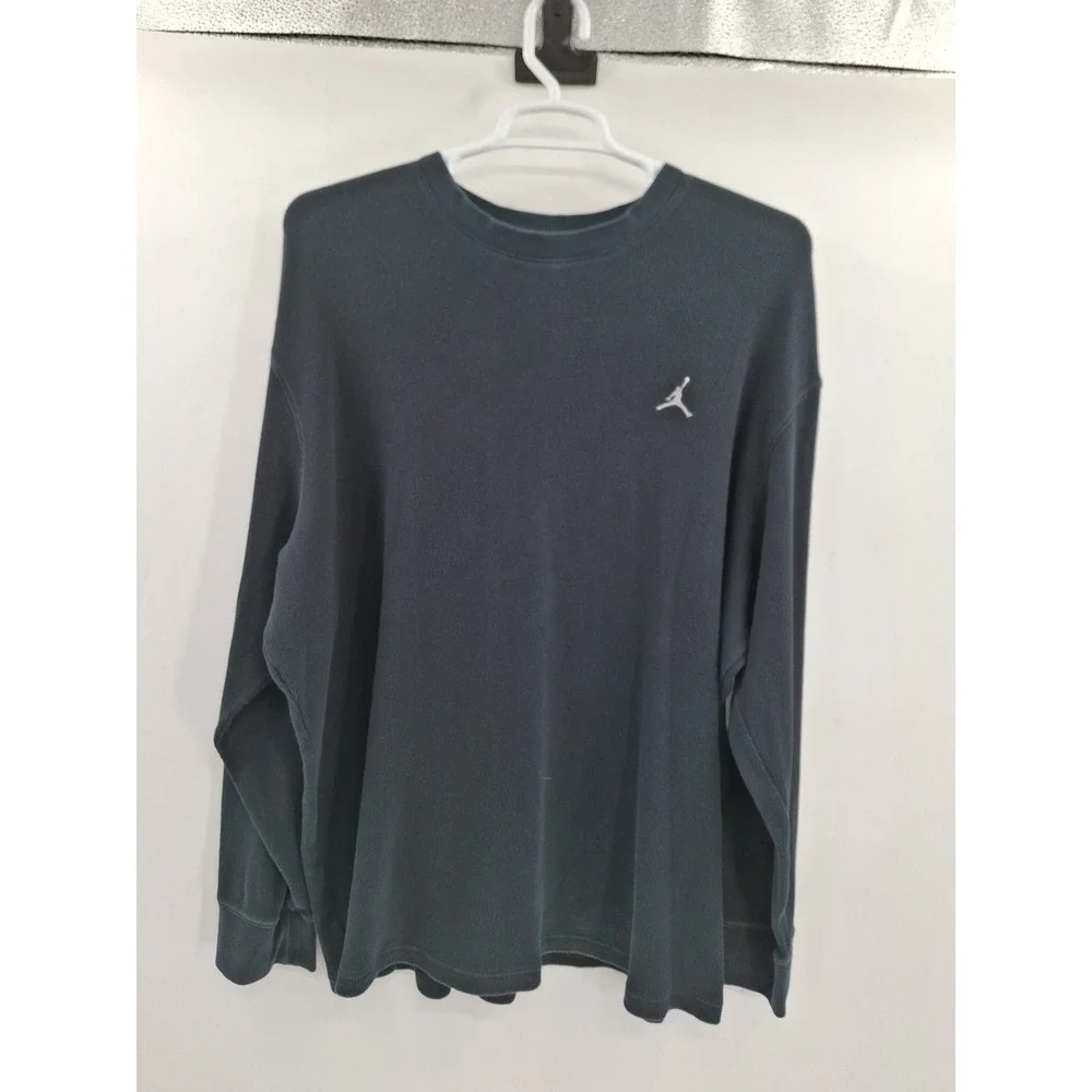 Air Jordan Thermal Shirt Mens XXXL Black Waffle‎ Knit Long Sleeve Logo